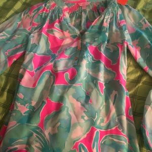 Lily Pulitzer colorful Spring top light green/pink